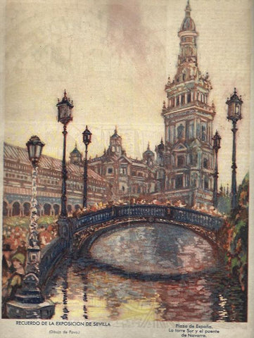 LAMINA 35743: Exposicion de Sevilla, dibujo de Povo