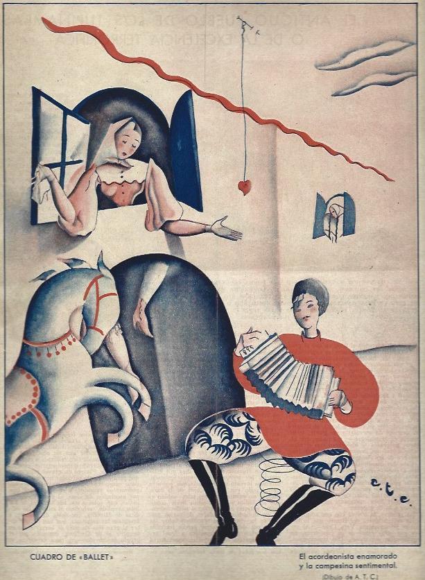 LAMINA 35741: Cuadro de ballet, dibujo de A.T.C.