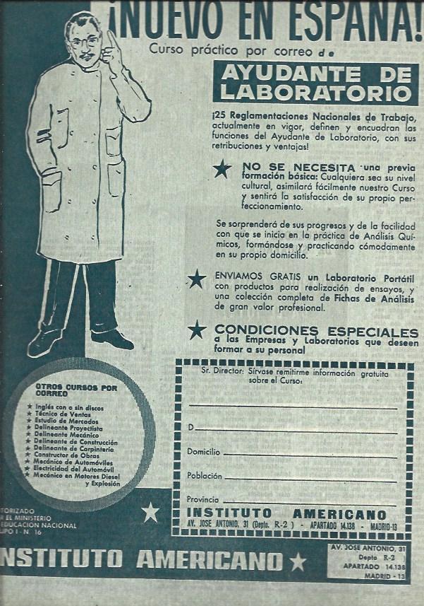 LAMINA 35470: Publicidad de curso de Ayudante de Laboratorio en Instituto Americano