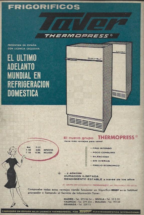 LAMINA 35498: Publicidad de frigorifico Taver
