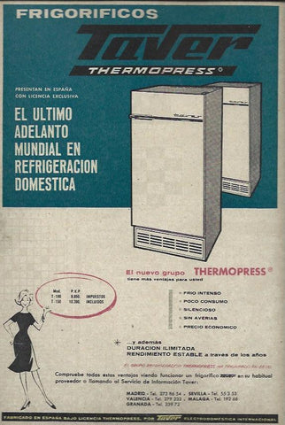 LAMINA 35498: Publicidad de frigorifico Taver