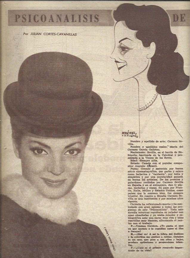 LAMINA 35486: Carmen Sevilla y caricatura de Menendez