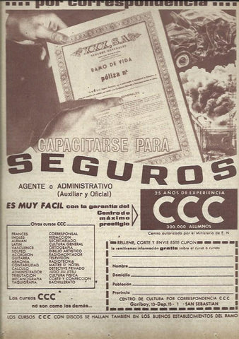 LAMINA 35409: Publicidad de Curso CCC de Seguros