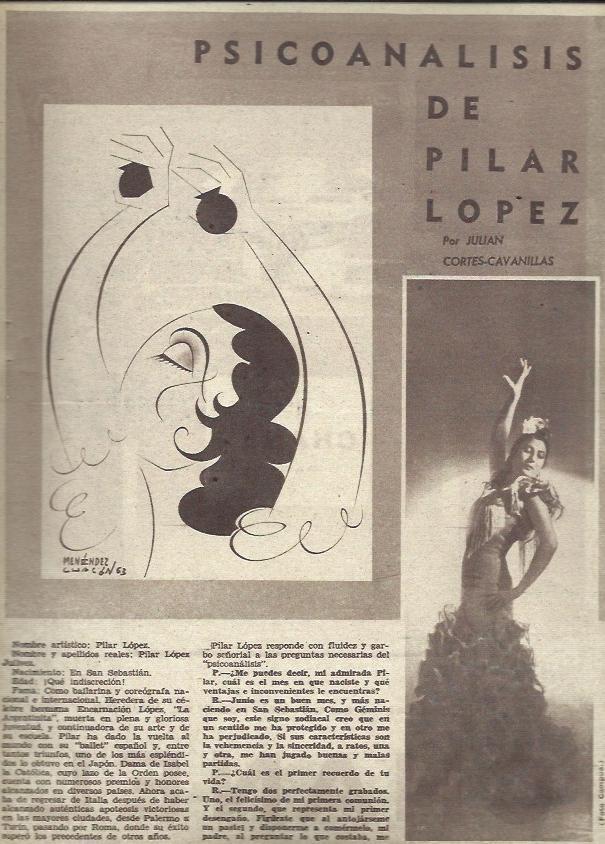 LAMINA 35424: Pilar Lopez y caricatura de Menendez