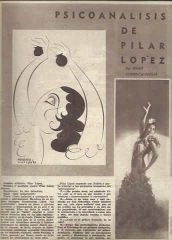 LAMINA 35424: Pilar Lopez y caricatura de Menendez