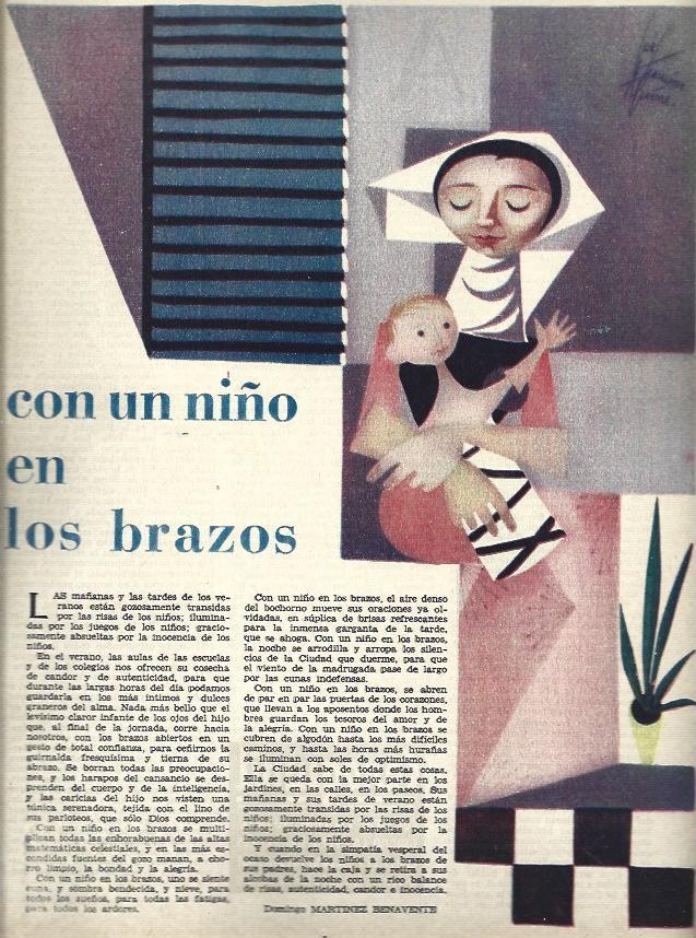 LAMINA 35500: Ilustracion Con un niño en los brazos