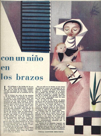 LAMINA 35500: Ilustracion Con un niño en los brazos