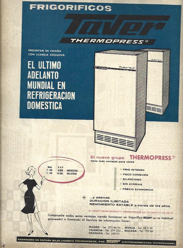 LAMINA 35569: Publicidad de neveras Tover