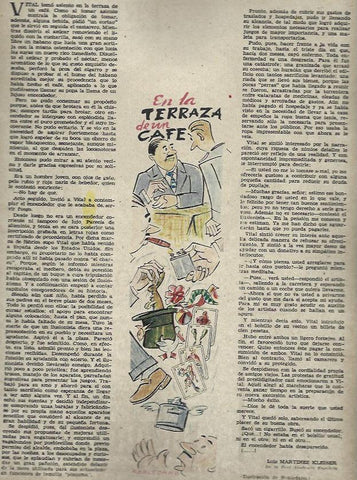 LAMINA 35601: Ilustracion En la terraza de un café, por Robledano