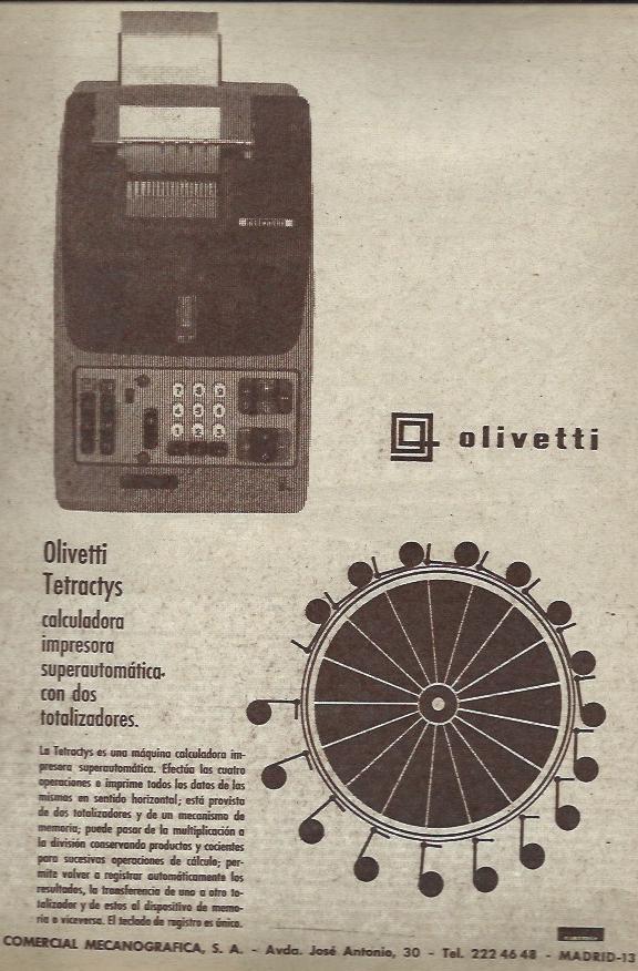 LAMINA 35546: Publicidad de Olivetti Tetractys