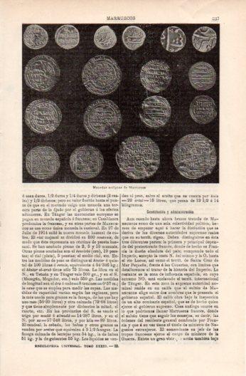 LAMINA V37112: Monedas antiguas de Marruecos