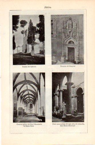 LAMINA V37409: Ermita del Calvario, Claustro Monasterio Santa Clara y patio del Almudin en Jativa