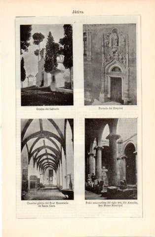 LAMINA V37409: Ermita del Calvario, Claustro Monasterio Santa Clara y patio del Almudin en Jativa