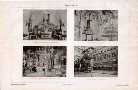 LAMINA V37433: Interior iglesias de la Flagelacion y la Santa Cruz y Catedral en Jerusalen