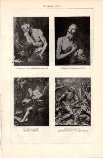 LAMINA V37430: San Jeronimo por Van Dyck, Ribera y A. Castillo