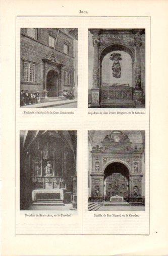 LAMINA V37333: Sepulcro y retablo de la catedral de Jaca