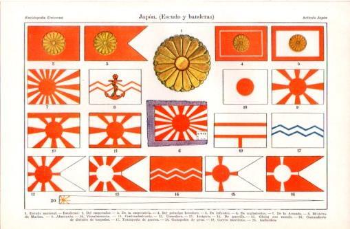 LAMINA V37373: Escudo y banderas de Japon