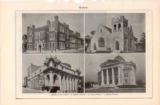 LAMINA V37533: Iglesias y Teatro Wood en Kansas