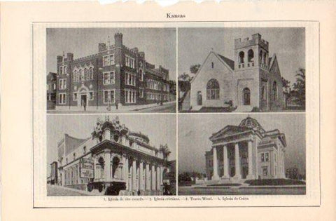 LAMINA V37533: Iglesias y Teatro Wood en Kansas