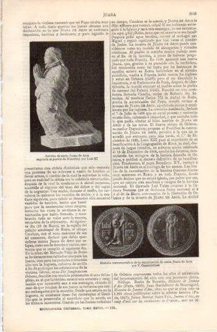 LAMINA V37488: Estatua y medalla de santa Juana de Arco