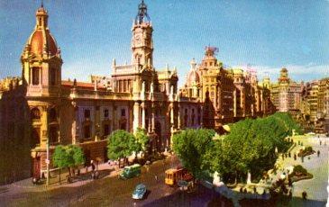 POSTAL PV08858: Vista parcial plaza del Caudillo, Valencia