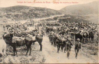POSTAL PV09273: Convoy de muertos y heridos en el Combate del Biutz, Campo de Ceuta