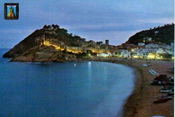 POSTAL PV08982: Vista nocturna de Tossa de Mar