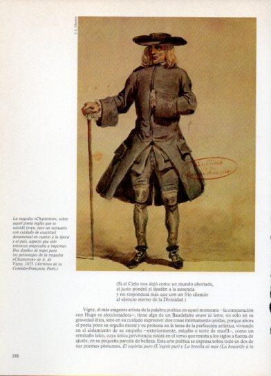 LAMINA V38294: Chatterton por A. de Vigny diseño de un traje
