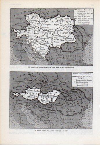 LAMINA V38241: Mapas del Imperio de Austria Hungria en 1914 y en 1919