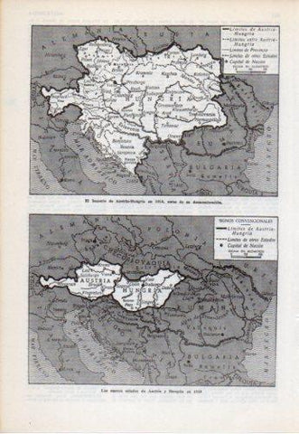 LAMINA V38241: Mapas del Imperio de Austria Hungria en 1914 y en 1919