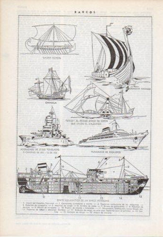 LAMINA V38249: Tipos de barcos