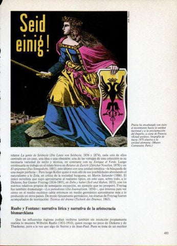 LAMINA V38345: Estad unidos litografia de 1870 alusiva a la unidad alemana