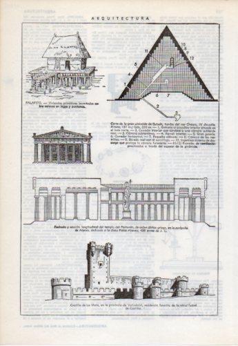LAMINA V38228: Arquitectura piramide de Guizeh y Castillo de la Mota