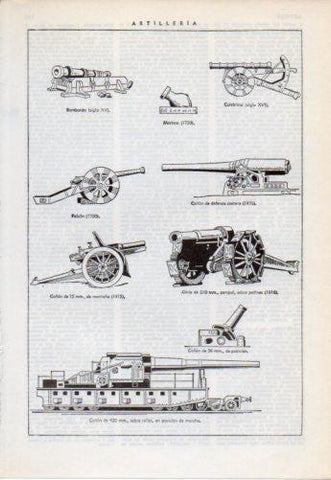 LAMINA V38230: Tipos de artilleria
