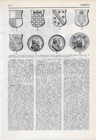 LAMINA V38186: Clemente escudos y monedas
