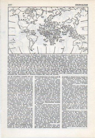 LAMINA V38192: Mapa de las Colonias en el mundo en 1928