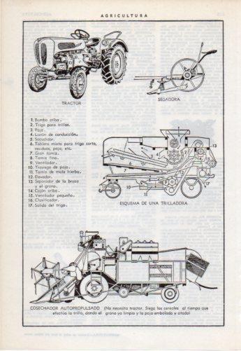 LAMINA V38205: Agricultura tractor segadora trilladora y cosechadora