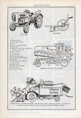 LAMINA V38205: Agricultura tractor segadora trilladora y cosechadora