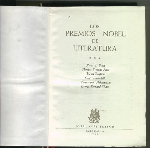 Los premios nobel de literartura )portada estropeada y suelta)