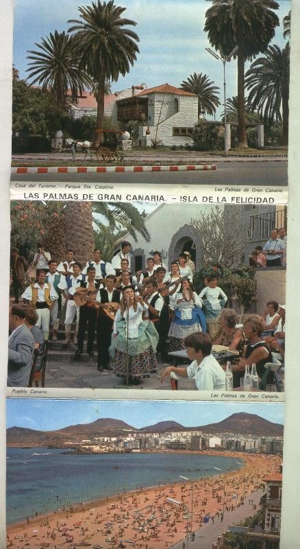 Postal acordeon: Las Palmas de Gran Canaria-Isla de la Felicidad