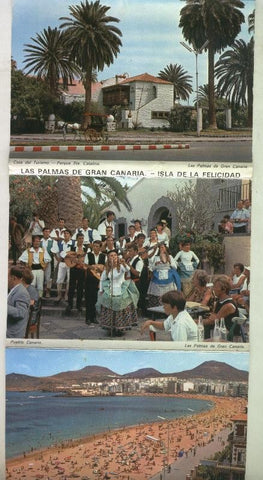 Postal acordeon: Las Palmas de Gran Canaria-Isla de la Felicidad