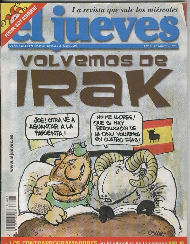 El Jueves revista semanal numero 1405: poster de Ozzu Osbourne