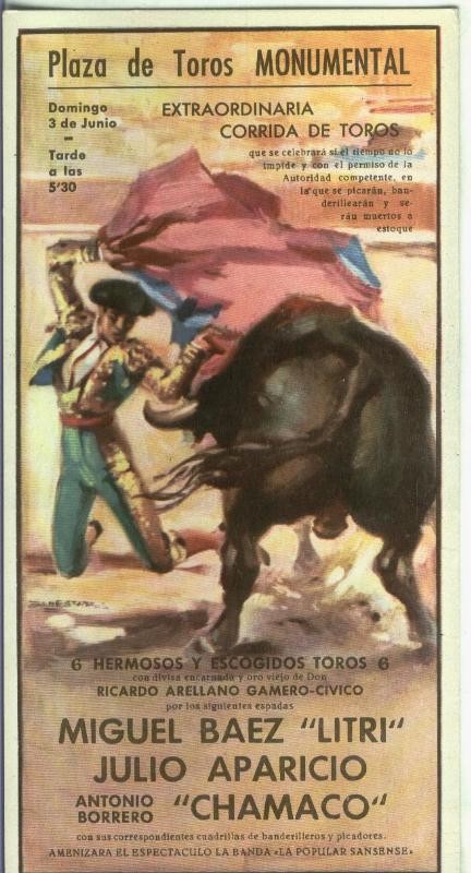 Poster postal corrida de Toros: Plaza de Toros Monumental