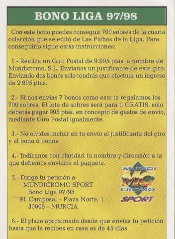Cromos: Liga 97/98: bono liga