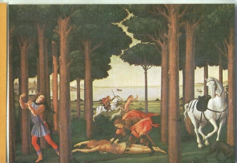 Postal : Botticelli-escuela italina: Historia de Nastagio