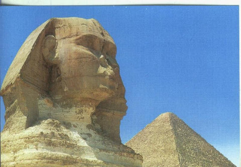 Postal: Arte Egipcio: Piramide de Kheops junto a la esfinge de Gizeh