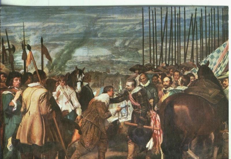 Postal: Escuela Española: Velazquez: Las lanzas