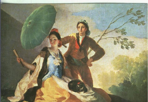 Postal: Escuela Española: Goya: El quitasol