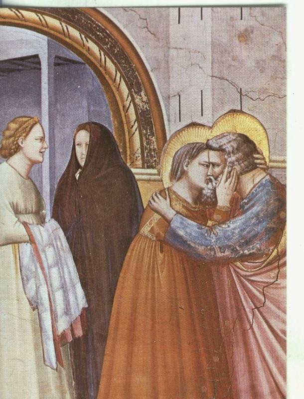 Postal: Arte Gotico: Abrazo de San Joaquin y Santa Ana de Giotto