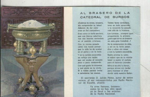 Postal: Brasero de la catedral de Burgos
